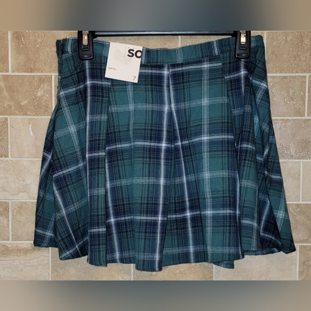 Pleated Flare Mini Skirt Green Blue Plaid Harry Potter Slytherin St. Patrick's 7